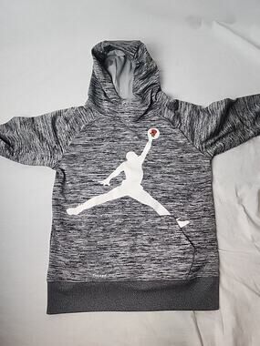 Youth Boys M Nike Jordan Jumpman Gray White Heather Pullover Hoodie 10-12 Years